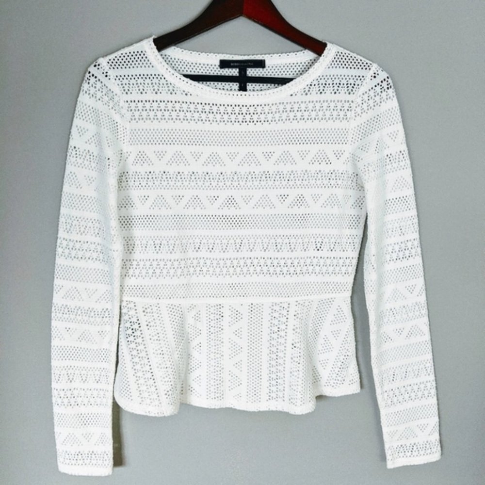 BCBGMaxAzria White Lace Peplum